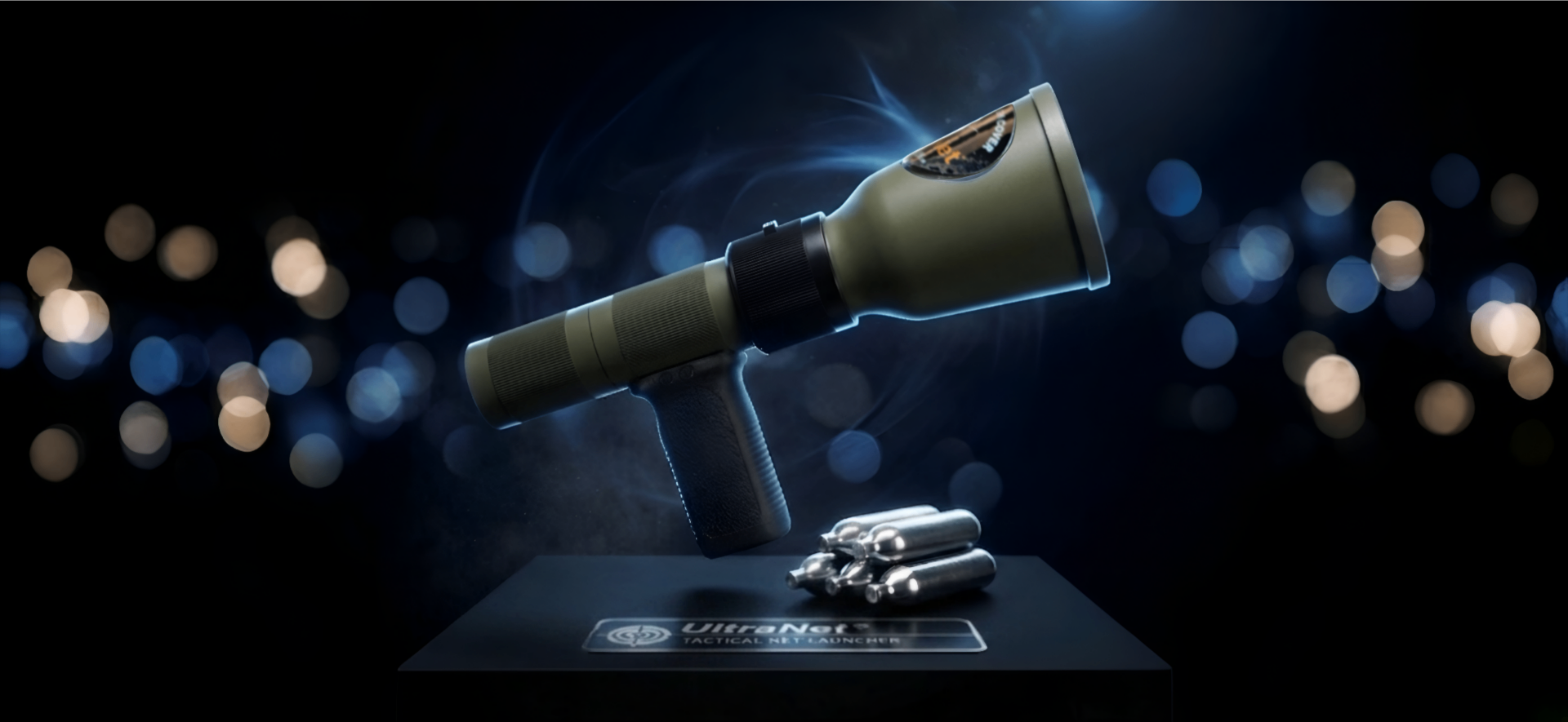 UltraNet CO₂ tactical net launcher — hero render