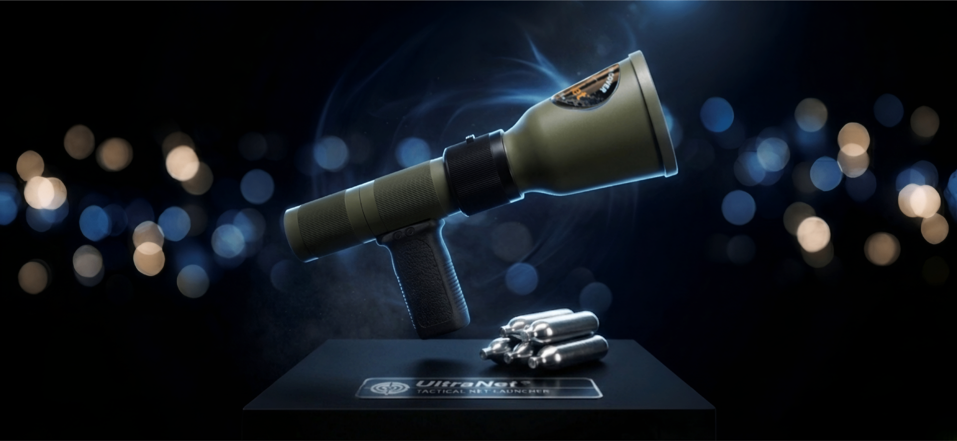 UltraNet CO₂ tactical net launcher — hero render